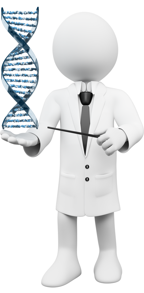 3D White People. Geneticist with a DNA Strand